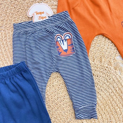  Kit 3 Calças - Tigre Roar - Ferrugem, Marinho e Listrado